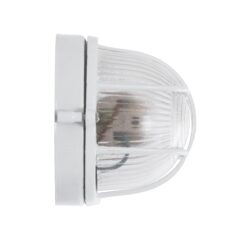 GloboStar® BOATLIGHT 61582 Vintage Industrial Φωτιστικό Τοίχου – Απλίκα – Καραβοχελώνα Εξωτερικού Χώρου Μονόφωτο 1 x E27 AC220-240V Αδιάβροχο IP65 – Σώμα Αλουμινίου & Tempered Glass – Μ21 x Π10.4 x Υ9cm – Λευκό – Οβάλ – 5 Years Warranty