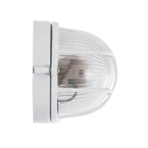 GloboStar® BOATLIGHT 61582 Vintage Industrial Φωτιστικό Τοίχου – Απλίκα – Καραβοχελώνα Εξωτερικού Χώρου Μονόφωτο 1 x E27 AC220-240V Αδιάβροχο IP65 – Σώμα Αλουμινίου & Tempered Glass – Μ21 x Π10.4 x Υ9cm – Λευκό – Οβάλ – 5 Years Warranty