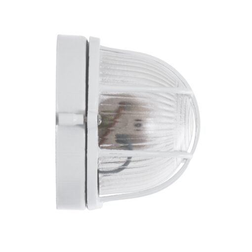 GloboStar® BOATLIGHT 61582 Vintage Industrial Φωτιστικό Τοίχου – Απλίκα – Καραβοχελώνα Εξωτερικού Χώρου Μονόφωτο 1 x E27 AC220-240V Αδιάβροχο IP65 – Σώμα Αλουμινίου & Tempered Glass – Μ21 x Π10.4 x Υ9cm – Λευκό – Οβάλ – 5 Years Warranty