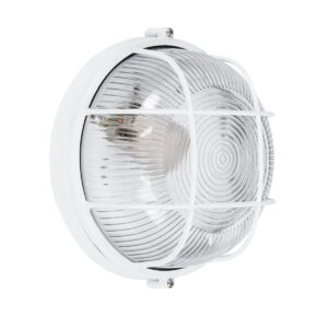 GloboStar® BOATLIGHT 61585 Vintage Industrial Φωτιστικό Τοίχου – Απλίκα – Καραβοχελώνα Εξωτερικού Χώρου Μονόφωτο 1 x E27 AC220-240V Αδιάβροχο IP65 – Σώμα Αλουμινίου & Tempered Glass – Φ17.5 x Υ9cm – Λευκό – Στρόγγυλο – 5 Years Warranty