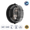 GloboStar® BOATLIGHT 61589 Vintage Industrial Φωτιστικό Τοίχου – Απλίκα – Καραβοχελώνα Εξωτερικού Χώρου Δίφωτο 2 x E27 AC220-240V Αδιάβροχο IP65 – Σώμα Αλουμινίου & Tempered Glass – Φ24 x Υ11cm – Μαύρο – Στρόγγυλο – 5 Years Warranty