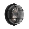 GloboStar® BOATLIGHT 61589 Vintage Industrial Φωτιστικό Τοίχου – Απλίκα – Καραβοχελώνα Εξωτερικού Χώρου Δίφωτο 2 x E27 AC220-240V Αδιάβροχο IP65 – Σώμα Αλουμινίου & Tempered Glass – Φ24 x Υ11cm – Μαύρο – Στρόγγυλο – 5 Years Warranty