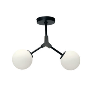 InLight Κρεμαστό φωτιστικό από μαύρο μέταλλο και λευκή οπαλίνα (6167-2-NM)