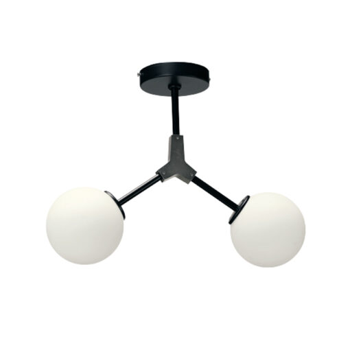 InLight Κρεμαστό φωτιστικό από μαύρο μέταλλο και λευκή οπαλίνα (6167-2-NM)