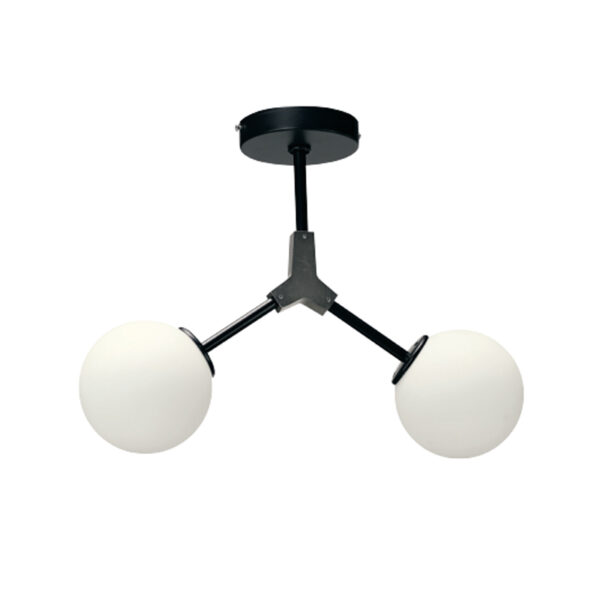 InLight Κρεμαστό φωτιστικό από μαύρο μέταλλο και λευκή οπαλίνα (6167-2-NM)