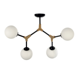 InLight Κρεμαστό φωτιστικό από μαύρο μέταλλο και λευκή οπαλίνα (6167-4-GL)