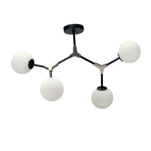InLight Κρεμαστό φωτιστικό από μαύρο μέταλλο και λευκή οπαλίνα (6167-4-NM)