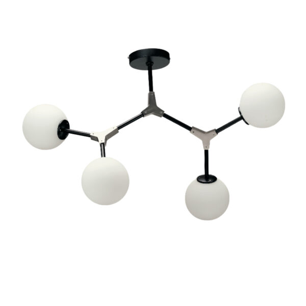 InLight Κρεμαστό φωτιστικό από μαύρο μέταλλο και λευκή οπαλίνα (6167-4-NM)