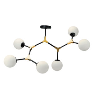 InLight Κρεμαστό φωτιστικό από μαύρο μέταλλο και λευκή οπαλίνα (6167-6-GL)