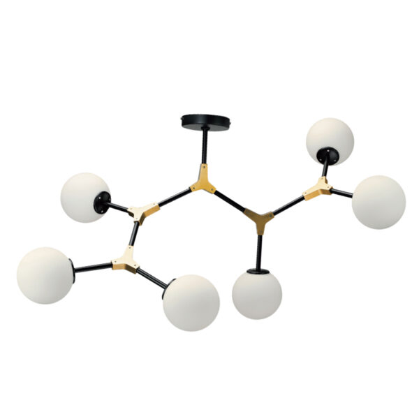InLight Κρεμαστό φωτιστικό από μαύρο μέταλλο και λευκή οπαλίνα (6167-6-GL)