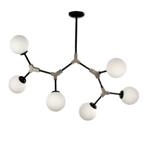InLight Κρεμαστό φωτιστικό από μαύρο μέταλλο και λευκή οπαλίνα (6167-6-NM)
