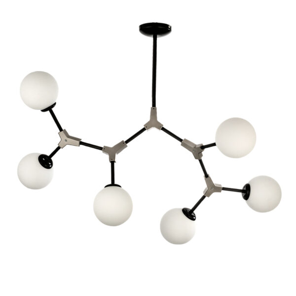InLight Κρεμαστό φωτιστικό από μαύρο μέταλλο και λευκή οπαλίνα (6167-6-NM)