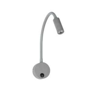 GloboStar® GOOSE 61689 Φωτιστικό Τοίχου – Απλίκα LED 3W 300lm 36° AC 220-240V IP20 – Reading Light – Θερμό Λευκό 2700K Γκρι Αλουμίνιο – Μ6.5 x Π22.5 x Υ23cm – 2 Xρόνια Εγγύηση