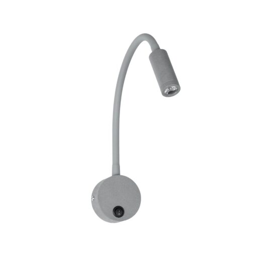 GloboStar® GOOSE 61689 Φωτιστικό Τοίχου – Απλίκα LED 3W 300lm 36° AC 220-240V IP20 – Reading Light – Θερμό Λευκό 2700K Γκρι Αλουμίνιο – Μ6.5 x Π22.5 x Υ23cm – 2 Xρόνια Εγγύηση