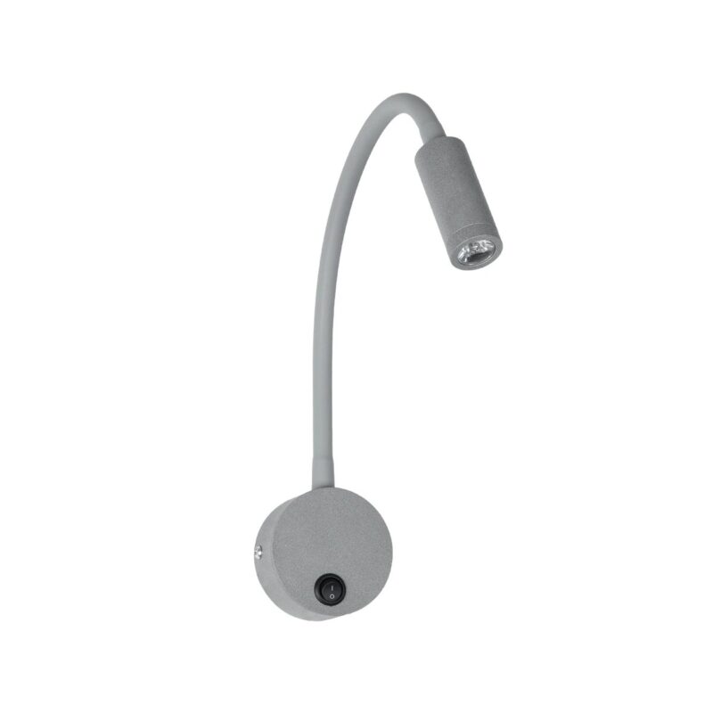 GloboStar® GOOSE 61689 Φωτιστικό Τοίχου – Απλίκα LED 3W 300lm 36° AC 220-240V IP20 – Reading Light – Θερμό Λευκό 2700K Γκρι Αλουμίνιο – Μ6.5 x Π22.5 x Υ23cm – 2 Xρόνια Εγγύηση