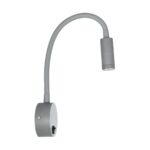 GloboStar® GOOSE 61689 Φωτιστικό Τοίχου – Απλίκα LED 3W 300lm 36° AC 220-240V IP20 – Reading Light – Θερμό Λευκό 2700K Γκρι Αλουμίνιο – Μ6.5 x Π22.5 x Υ23cm – 2 Xρόνια Εγγύηση