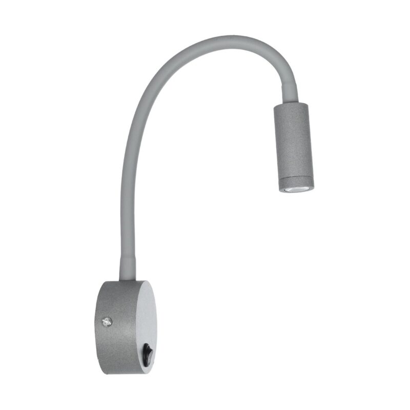 GloboStar® GOOSE 61689 Φωτιστικό Τοίχου – Απλίκα LED 3W 300lm 36° AC 220-240V IP20 – Reading Light – Θερμό Λευκό 2700K Γκρι Αλουμίνιο – Μ6.5 x Π22.5 x Υ23cm – 2 Xρόνια Εγγύηση