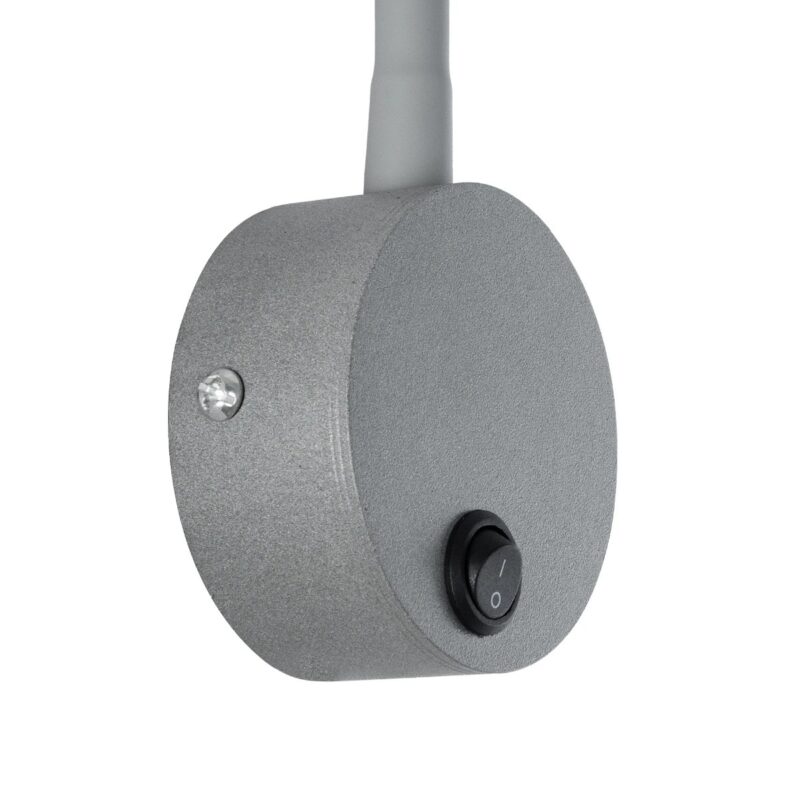 GloboStar® GOOSE 61689 Φωτιστικό Τοίχου – Απλίκα LED 3W 300lm 36° AC 220-240V IP20 – Reading Light – Θερμό Λευκό 2700K Γκρι Αλουμίνιο – Μ6.5 x Π22.5 x Υ23cm – 2 Xρόνια Εγγύηση