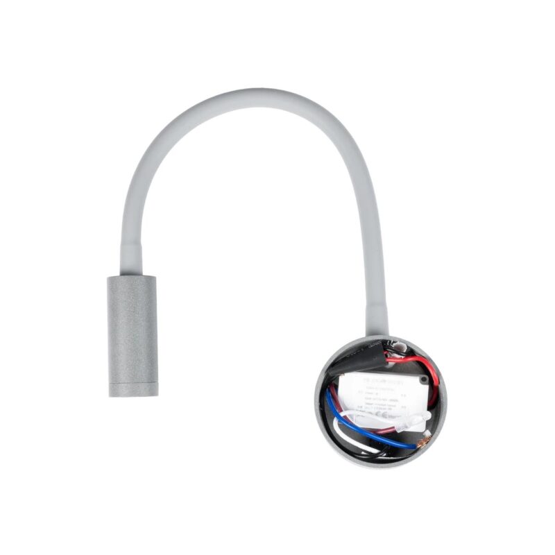 GloboStar® GOOSE 61689 Φωτιστικό Τοίχου – Απλίκα LED 3W 300lm 36° AC 220-240V IP20 – Reading Light – Θερμό Λευκό 2700K Γκρι Αλουμίνιο – Μ6.5 x Π22.5 x Υ23cm – 2 Xρόνια Εγγύηση