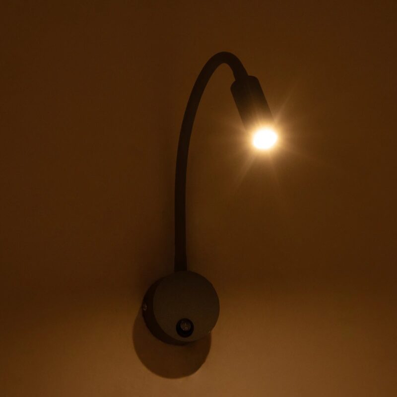 GloboStar® GOOSE 61689 Φωτιστικό Τοίχου – Απλίκα LED 3W 300lm 36° AC 220-240V IP20 – Reading Light – Θερμό Λευκό 2700K Γκρι Αλουμίνιο – Μ6.5 x Π22.5 x Υ23cm – 2 Xρόνια Εγγύηση