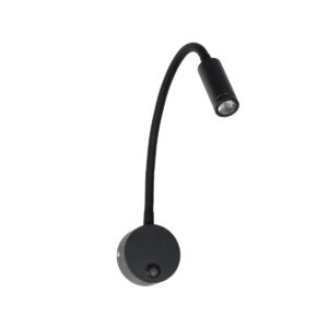 GloboStar® GOOSE 61690 Φωτιστικό Τοίχου – Απλίκα LED 3W 300lm 36° AC 220-240V IP20 – Reading Light – Θερμό Λευκό 2700K Μαύρο Αλουμίνιο – Μ6.5 x Π22.5 x Υ23cm – 2 Xρόνια Εγγύηση