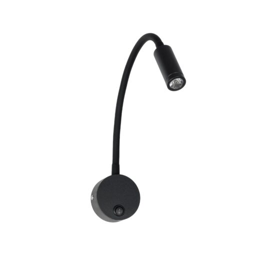 GloboStar® GOOSE 61690 Φωτιστικό Τοίχου – Απλίκα LED 3W 300lm 36° AC 220-240V IP20 – Reading Light – Θερμό Λευκό 2700K Μαύρο Αλουμίνιο – Μ6.5 x Π22.5 x Υ23cm – 2 Xρόνια Εγγύηση