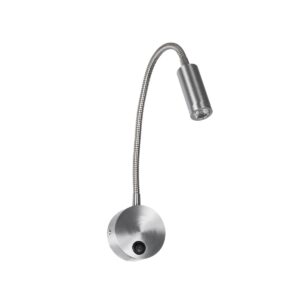 GloboStar® GOOSE 61691 Φωτιστικό Τοίχου – Απλίκα LED 3W 300lm 36° AC 220-240V IP20 – Reading Light – Θερμό Λευκό 2700K Ασημί Αλουμίνιο – Μ6.5 x Π22.5 x Υ23cm – 2 Xρόνια Εγγύηση