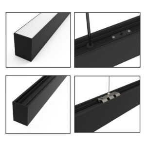 InLight Κρεμαστό φωτιστικό LED 30W 3CCT (By Switch) από αλουμίνιο σε μαύρη απόχρωση D:90cm (6072-90-BL)