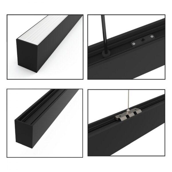 InLight Κρεμαστό φωτιστικό LED 50W 3CCT (By Switch) από αλουμίνιο σε μαύρη απόχρωση D:150cm (6072-150-BL)