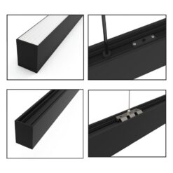 InLight Κρεμαστό φωτιστικό LED 60W 3CCT (By Switch) από αλουμίνιο σε μαύρη απόχρωση D:180cm (6072-180-BL)