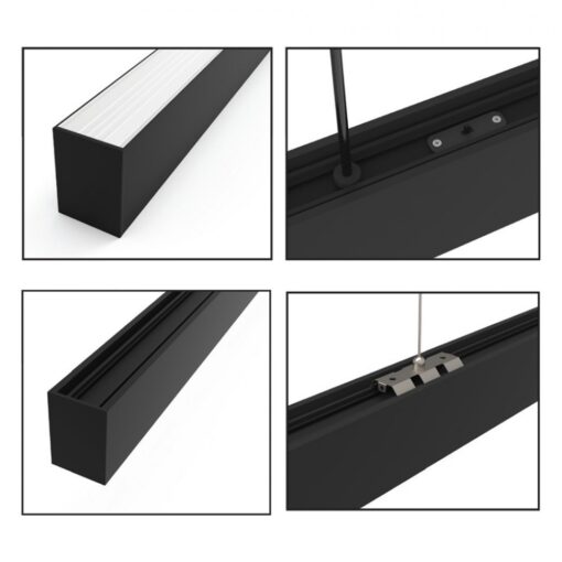 InLight Κρεμαστό φωτιστικό LED 60W 3CCT (By Switch) από αλουμίνιο σε μαύρη απόχρωση D:180cm (6072-180-BL)