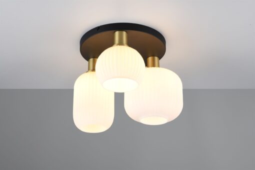 Πολύφωτο Οροφής Ματ Ορέιχαλκος & Οπαλ Γυαλί DIVA 3xE27 Trio Lighting – 619800308