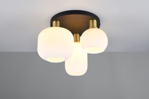 Πολύφωτο Οροφής Ματ Ορέιχαλκος & Οπαλ Γυαλί DIVA 3xE27 Trio Lighting – 619800308