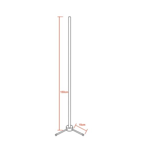 Μοντέρνο Minimal Επιδαπέδιο Μαύρο Φωτιστικό 150cm LED 24 Watt με Ασύρματο Χειριστήριο RF & Dimmer Μπλε GloboStar ALIEN Design GLOBO-150-6