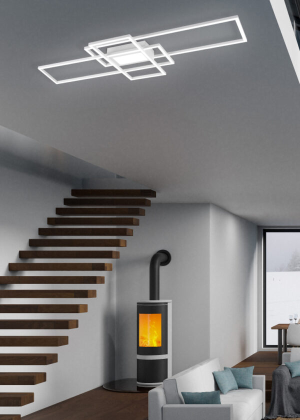 Φωτιστικό Οροφής Trio Lighting LED 60W  Λευκό Ματ Μεταλλικό Dimmable 6500lm 3000-6500K με Τηλεχειριστήριο – 620010431