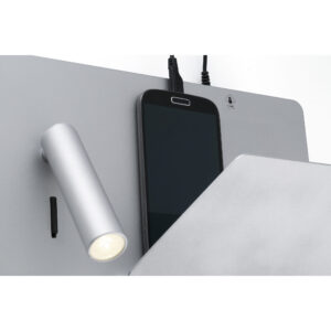 SUAU USB GREY WALL LAMP WITH LED 3W 3000K RIGHT READER HIGH FARO – 62123
