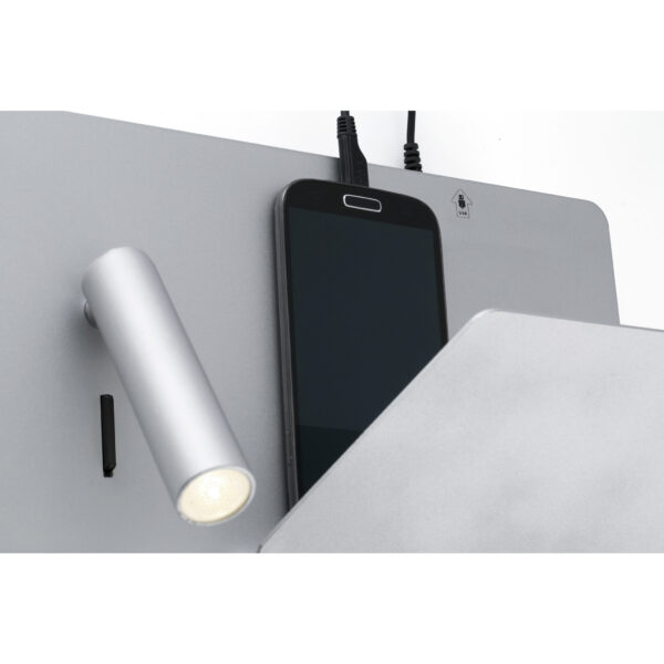 SUAU USB GREY WALL LAMP WITH LED 3W 3000K RIGHT READER HIGH FARO – 62123