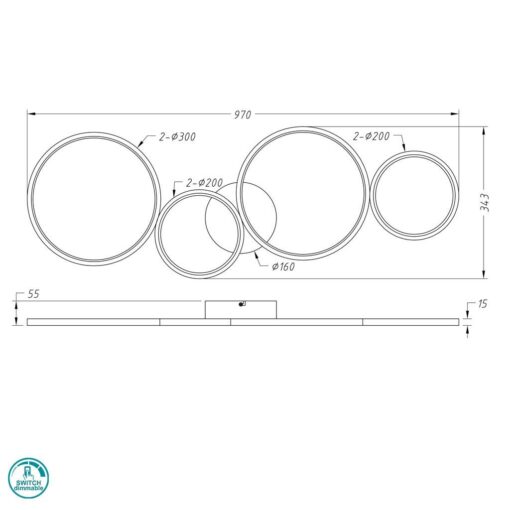 Φωτιστικό Οροφής Trio Lighting LED 37W  Λευκό Ματ Μεταλλικό Step Dimmable 3300lm 3000K  622610431