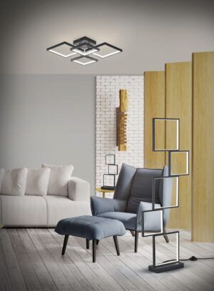 Φωτιστικό Οροφής Trio Lighting LED 24W  Μαύρο Ματ Μεταλλικό Step Dimmable 2400lm 3000K  627710432