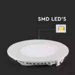 LED Panel Χωνευτό 3W 3000K Θερμό Στρογγυλό V-TAC – 216292