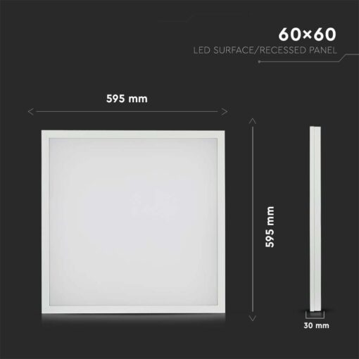 LED Πάνελ Τετράγωνο 2 σε 1 Επιφανειακό – Χωνευτό 36W V-TAC 60 x 60 cm Φυσικό 4000K – 638011