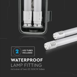 LED Φωτιστικό Τύπου Φθορίου 2x18W V-TAC 120cm Αδιάβροχο Φυσικό Λευκό 4000K – 6387