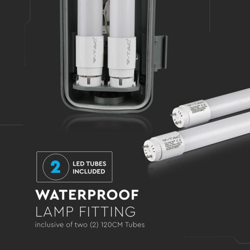 LED Φωτιστικό Τύπου Φθορίου 2x18W V-TAC 120cm Αδιάβροχο Φυσικό Λευκό 4000K – 6387