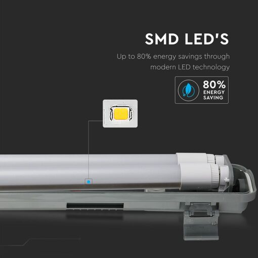 LED Φωτιστικό Τύπου Φθορίου 2x18W V-TAC 120cm Αδιάβροχο Φυσικό Λευκό 4000K – 6387