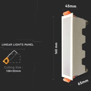 LED panel γραμμικό flat 10W 6400K Ψυχρό λευκό με λευκό σώμα V-TAC – 6403