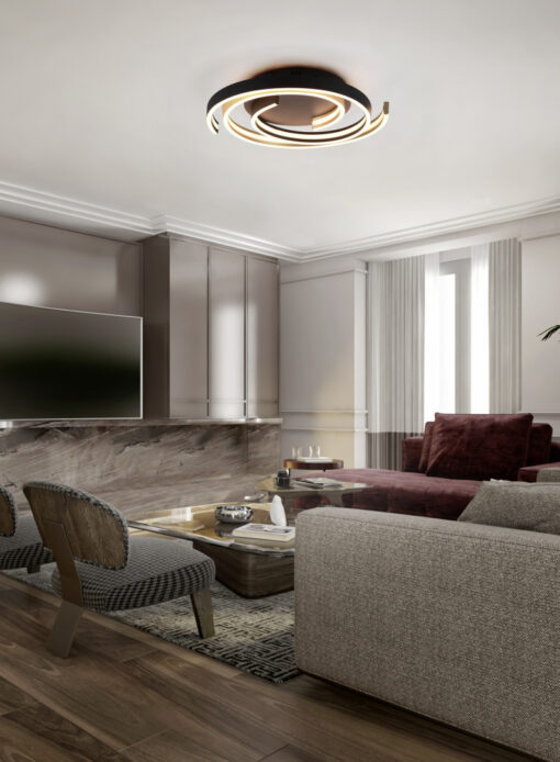 Φωτιστικό Οροφής Trio Lighting CAYA , 58W · 6800lm, 2300+3000+4000K Ορείχαλκος Ματ Μεταλλικό, Step Dimmable, Χρώματα Ρυθμιζόμενα στο Φωτιστικό- 641910208