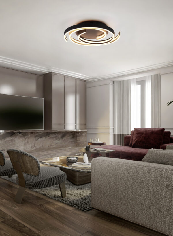 Φωτιστικό Οροφής Trio Lighting CAYA , 58W · 6800lm, 2300+3000+4000K Ορείχαλκος Ματ Μεταλλικό, Step Dimmable, Χρώματα Ρυθμιζόμενα στο Φωτιστικό- 641910208