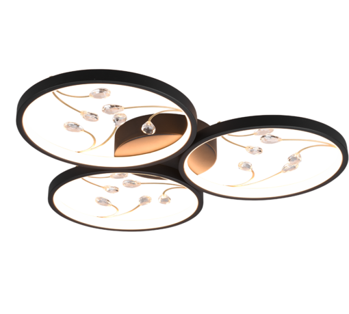 Φωτιστικό Οροφής Trio Lighting GROOVY , 30W · 3600lm, 3000K Μαύρο Ματ Μεταλλικό, Step Dimmable – 642110332