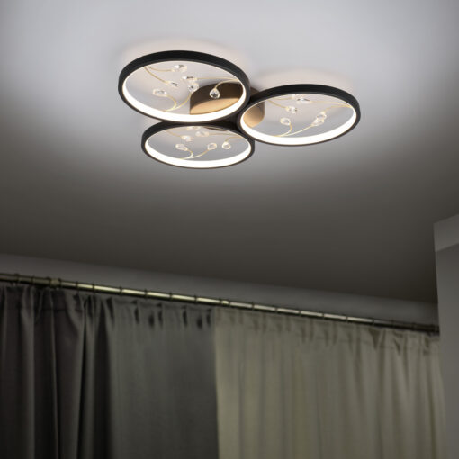 Φωτιστικό Οροφής Trio Lighting GROOVY , 30W · 3600lm, 3000K Μαύρο Ματ Μεταλλικό, Step Dimmable – 642110332
