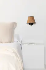 Faro Barcelona SUMBA Επιτοίχιο Φωτιστικό E27 σε Μαύρο/Ραττάν 15W  – 64307-71